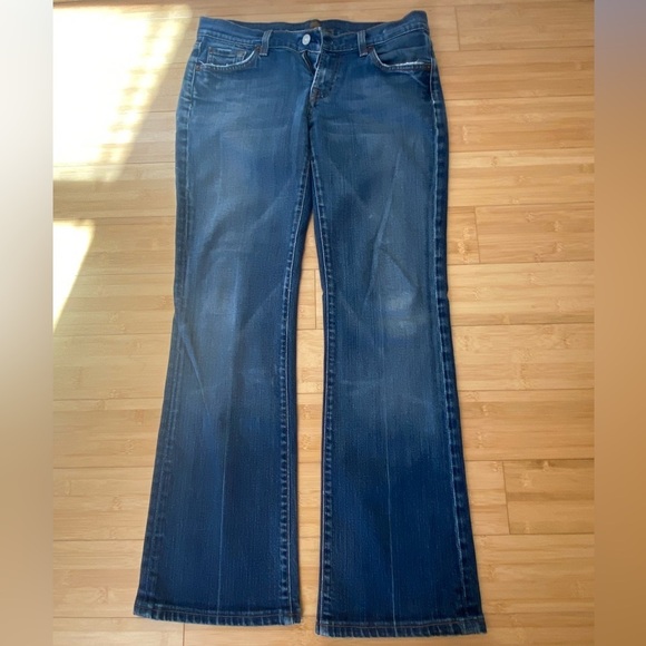 7 For All Mankind Denim - 7 For All Mankind Dark Wash Ankle Flare Jeans Size 29